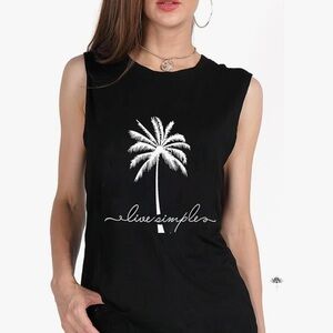 Magic Black Sleeveless Muscle Tee with Minimalist Design